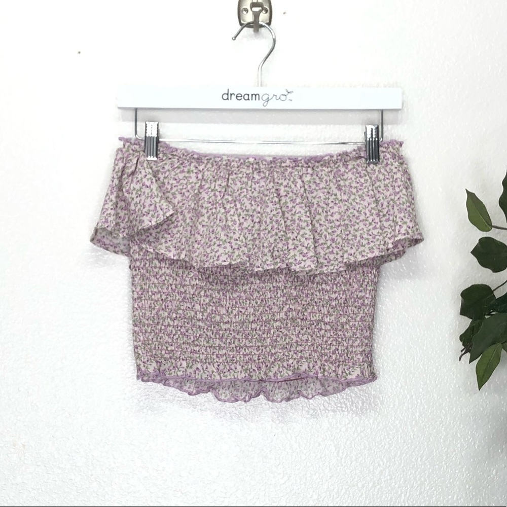NWT Hem & Thread Ruffle Smocked Floral Tube Top - Picture 4 of 5